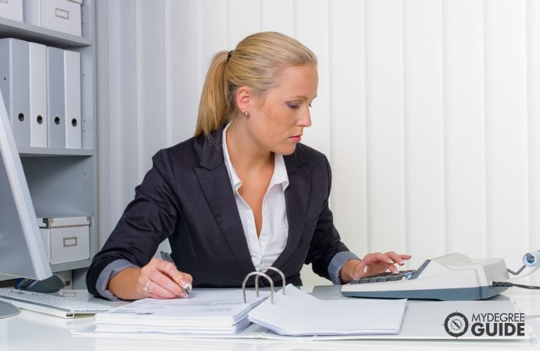 female accountant working in an office