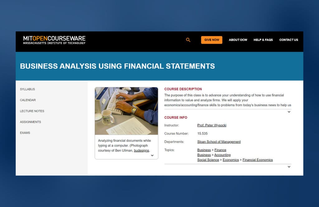 Massachusetts Institute of Technology - Business Analysis Using Financial Statements