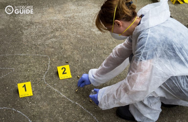 forensic expert investigating a crime scene