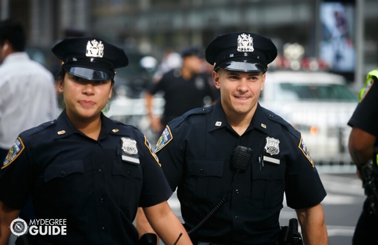 police officers walking on the streets