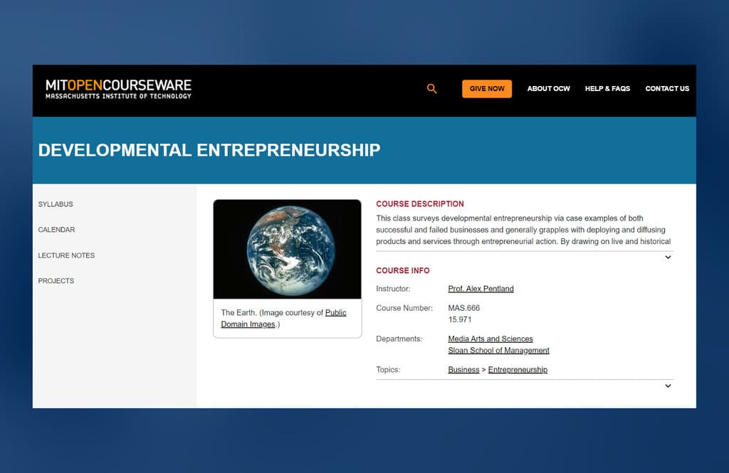 Massachusetts Institute of Technology - Developmental Entrepreneurship