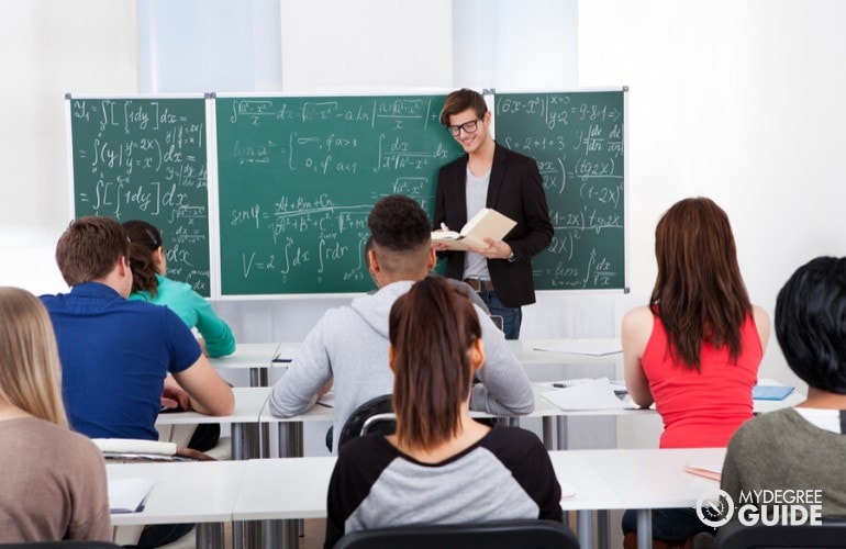 Math Teacher teaching college students