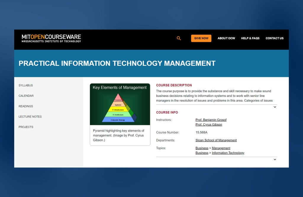 MIT Practical Technology management open course
