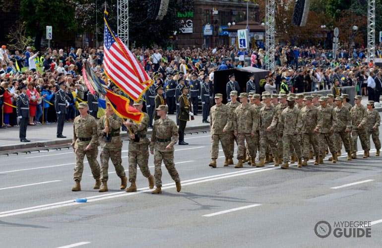 US military officers having a parade
