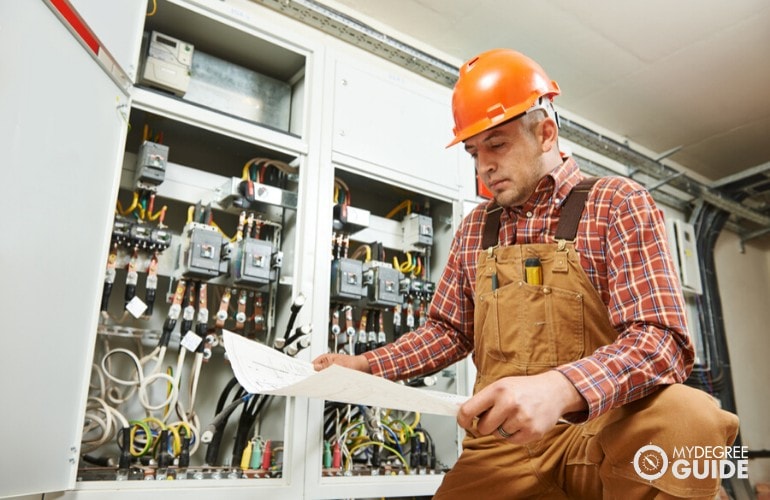 Electrical Engineer doing maintenance on electrical wirings