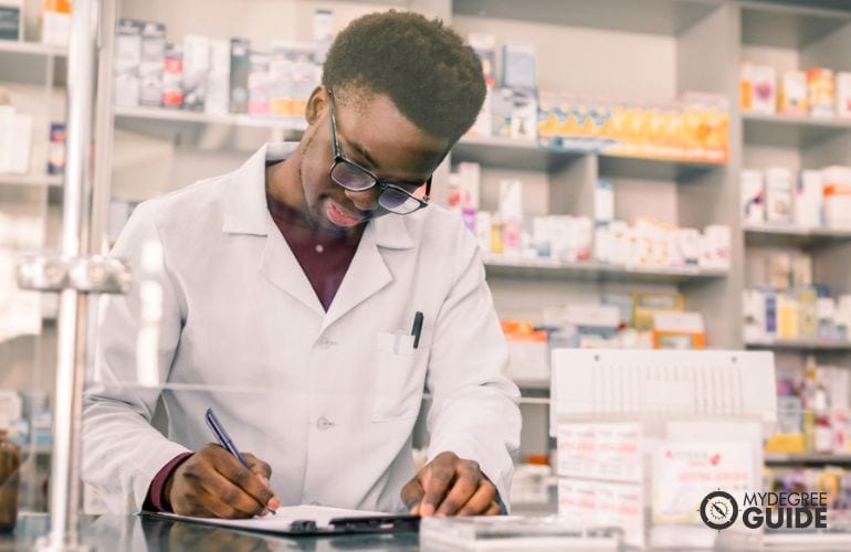 Pharmacy Technician checking the medicines inventory