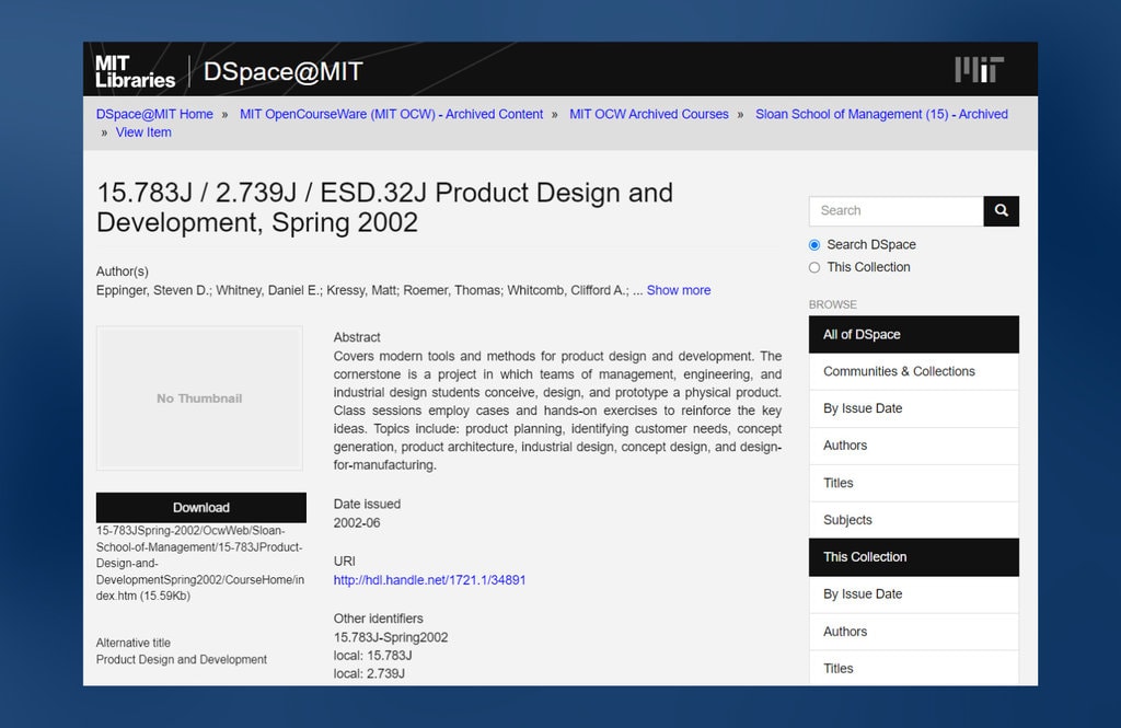 DSpace@MIT - Product Design and Development