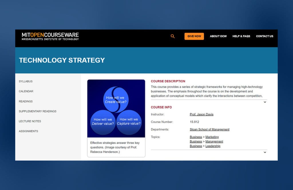Massachusetts Institute of Technology - Technology Strategy